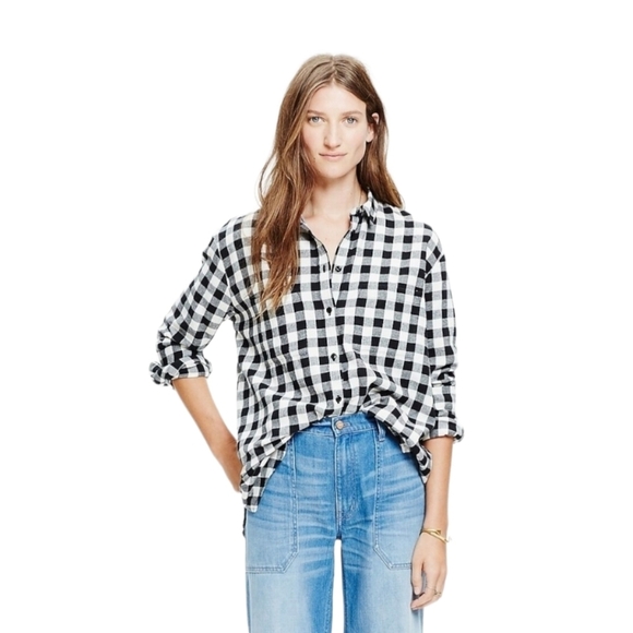 Abercrombie & Fitch 90s Checked Side Slit Tunic Cotton Tunic Women's sz M - Picture 1 of 5
